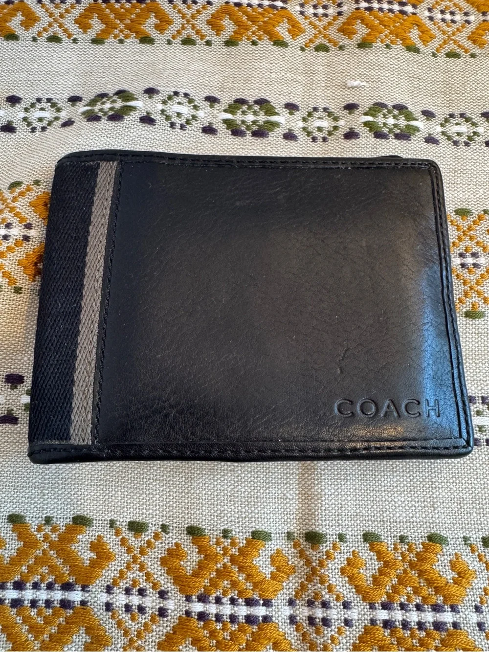 Coach • Leather Bifold Heritage Black Wallet